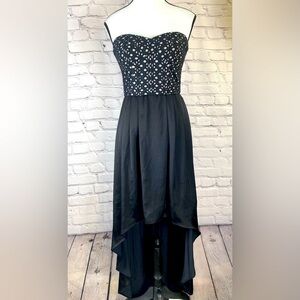 bcbg black high low dress BCBGMAXAZRIA Rory Black High-Low Hem Dress – Runway Catalog main image 1